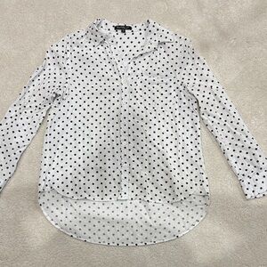 Velvet♥️Heart White Button Down Shirt with Black Dots